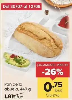 Autoservicios Familia Pan de la abuela oferta
