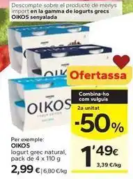 Caprabo Danone - oikos iogurt grec natural oferta