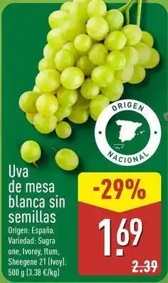 ALDI Origen - uva de mesa blanca sin semillas oferta