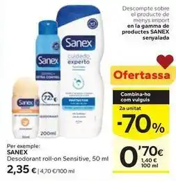 Caprabo Sanex - desodorant roll-on sensitive oferta