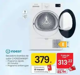 Eroski Indesit - secadora bomba de calor cyd92dwwspt oferta