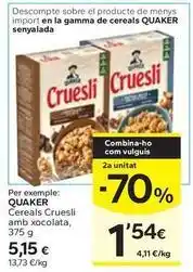 Caprabo Quaker - cruesli cereals amb xocolata oferta
