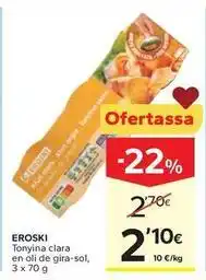 Caprabo Eroski - tonyina clara en oli de gira-sol oferta