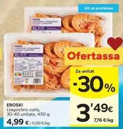 Caprabo Eroski - llagostins cuits oferta