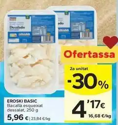 Caprabo Eroski basic - bacallà esqueixat dessalat oferta