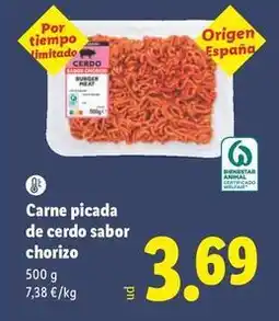 Lidl Carne picada de cerdo sabor chorizo oferta