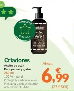 TiendAnimal CRIADORES Aceite de atún Para perros y gatos oferta