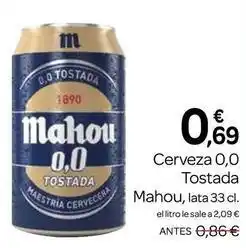 Supermercados El Jamón Mahou - cerveza 0,0 tostada oferta