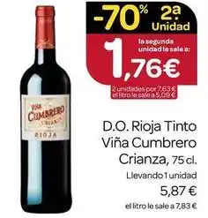 Supermercados El Jamón Viña cumbrero - d.o. rioja tinto oferta