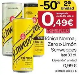 Supermercados El Jamón Schweppes - tonica normal, zero o limon oferta