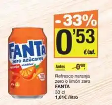 Economy Cash Fanta - refresco naranja zero o limon zero oferta