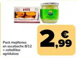 Supeco Pack mejillones en escabeche 8/12 + cebollitas agridulces oferta