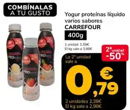 Supeco CARREFOUR Yogur proteínas líquido varios sabores oferta