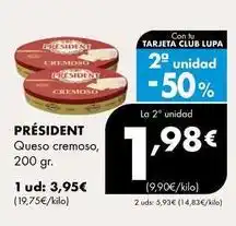 Supermercados Lupa Président - queso cremoso oferta