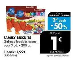Supermercados Lupa Family - galletas tostakids cacao oferta