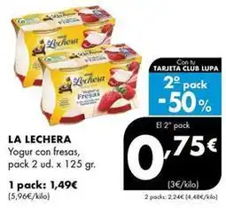 Supermercados Lupa La lechera - yogur con fresas oferta