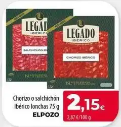 Spar La Palma Elpozo - chorizo o salchichon iberico lonchas oferta