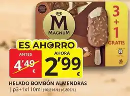 Supermercados MAS Magnum - helado bombon almendras oferta