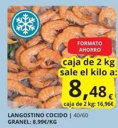 Supermercados MAS Langostino cocido oferta