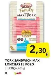 Supermercados MAS Elpozo - york sandwich maxi lonchas oferta