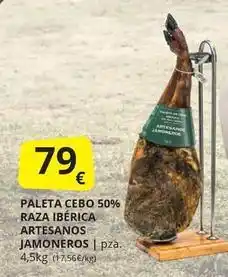 Supermercados MAS Paleta cebo 50% raza iberica artesanos oferta