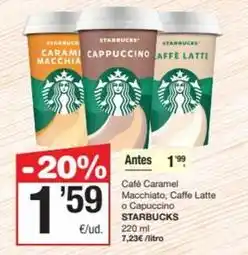 SPAR Fragadis Starbucks - café caramel macchiato, caffe latte o capuccino oferta