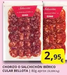 Supermercados MAS Bellota - chorizo o salchichon iberico cular oferta