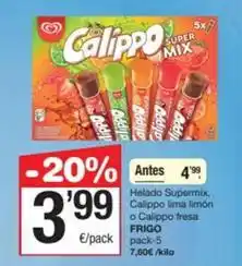 SPAR Fragadis Frigo - helado supermix, calippo lima limon o calippo fresa oferta