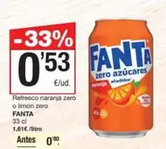 SPAR Fragadis Fanta - refresco naranja zero o limon zero oferta