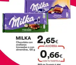 SUPER AMARA Milka - chocolate con avellanas troceadas o con almendras oferta
