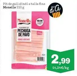 Sorli Monells - pit de gall dindi a talls fins oferta