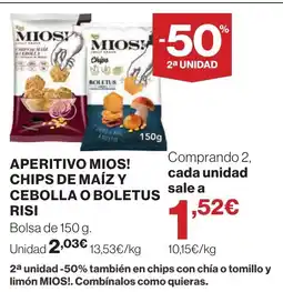 Supercor RISI Aperitivo mios! chips de maíz y cebolla o boletus oferta
