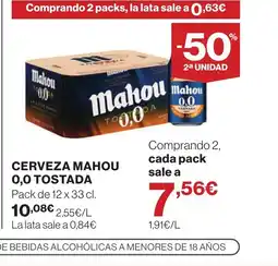 Supercor Cerveza mahou 0,0 tostada oferta