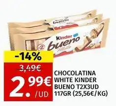 Maskom Supermercados Ferrero rocher - kinder chocolatina white bueno t2x3ud oferta