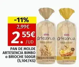 Maskom Supermercados Bimbo - pan de molde artesencia o brioche oferta