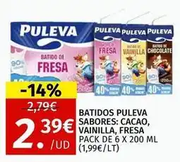 Maskom Supermercados Puleva - batidos sabores cacao, vainilla, fresa oferta