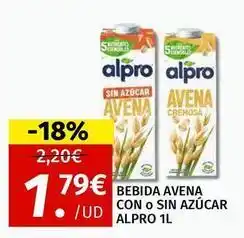 Maskom Supermercados Alpro - bebida avena con o sin azucar oferta
