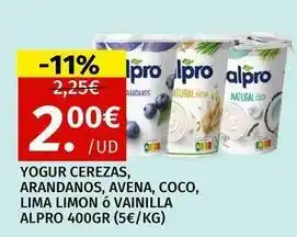 Maskom Supermercados Alpro - yogur cerezas, arandanos, avena, coco, lima limon o vainilla oferta