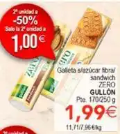 SPAR Gullón - galleta s/azucar fibra/ sandwich zero oferta