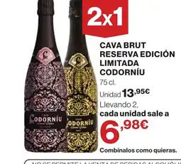 Supercor CODORNÍU Cava brut reserva edición limitada oferta
