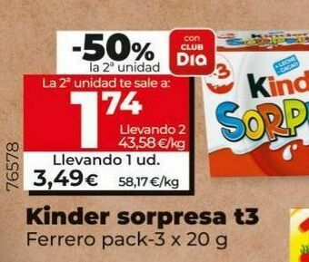 Dia Huevo de chocolate kinder oferta