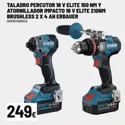 Brico Depôt Elite - taladro percutor 18 v 150 nm y atornillador impacto 18 v 210nm brushless 2 x 4 ah erbauer oferta