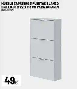 Brico Depôt Blanco - mueble zapatero 3 puertas brillo 60 x 22 x 113 cm para 18 pares oferta