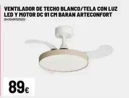 Brico Depôt Ventilador de techo blanco/tela con luz led y motor dc 91 cm oferta