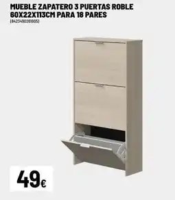 Brico Depôt Mueble zapatero 3 puertas roble 60x22x113cm para 18 pares oferta