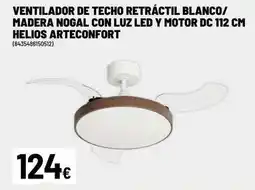 Brico Depôt Arteiñaki - ventilador de techo retractil blanco/ madera nogal con luz led y motor dc 112 cm helios oferta