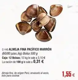 Abordo Origen - almeja fina pacífico marrón oferta