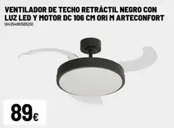 Brico Depôt Arteiñaki - ventilador de techo retractil negro con luz led y motor dc 106 cm ori m oferta
