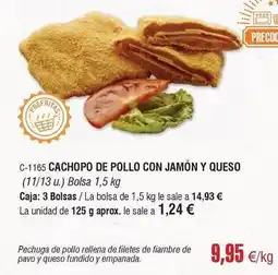 Abordo Cachopo de pollo con jamón y queso oferta