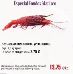 Abordo Camarones rojos (periquitos) oferta